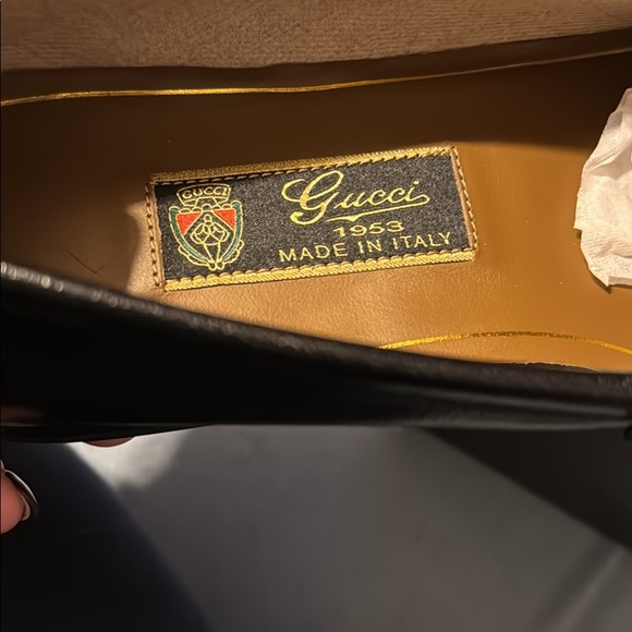 Gucci Black Leather Loafers with Gold Embroidery - Picture 5 of 7